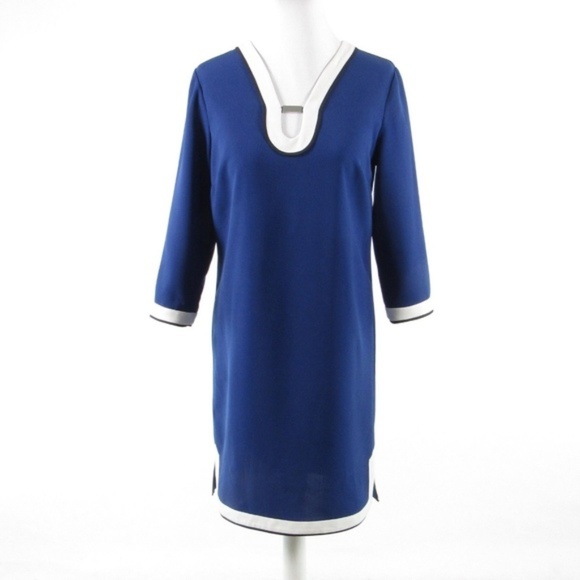 Ann Taylor Dresses & Skirts - Ann Taylor blue stretch 3/4 sleeve shift dress